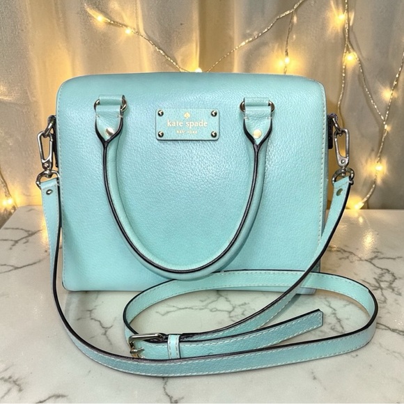 Kate Spade Alessa Wellesley Robin’s Egg Blue Leather Satchel Crossbody 🩵 EUC - Picture 6 of 13